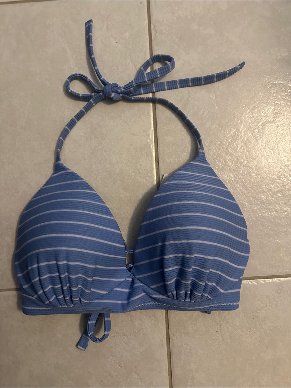 Women’s Blue Striped Shade & Shore Underwire Bikini Top 34D